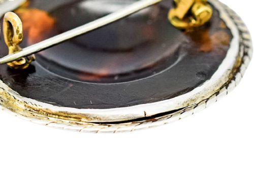 VICTORIAN TORTOISESHELL PIQU BROOCHPENDANT SILVER INLAY ROPEEDGE MOUNT C1860 - ADDITIONAL PHOTO 9