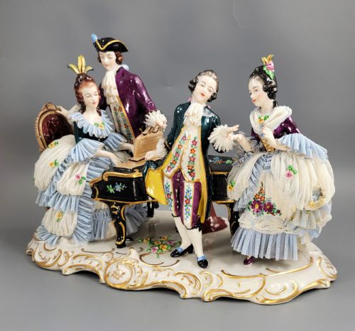 ERNST BOHNE SHNE LACE FIGURAL GROUP WITH PIANO C1901 - ADDITIONAL PHOTO 4
