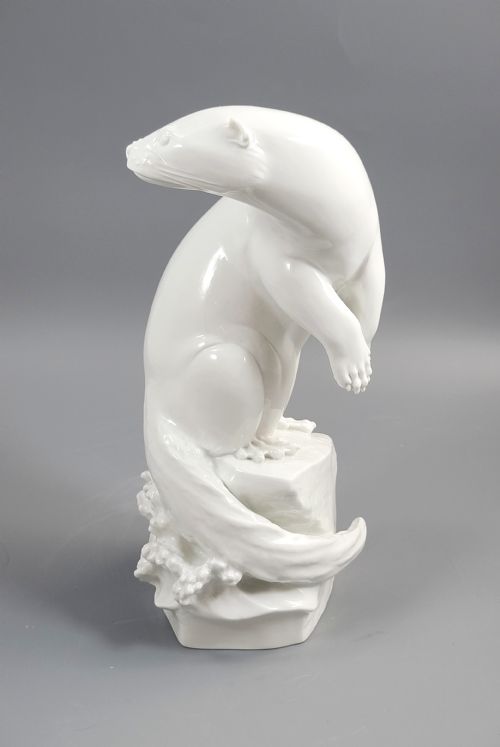 Meissen Porcelain Otter, Model by Max Esser
