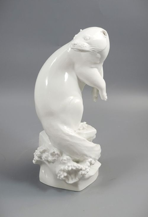 fig 1. Meissen Porcelain Otter, Model by Max Esser