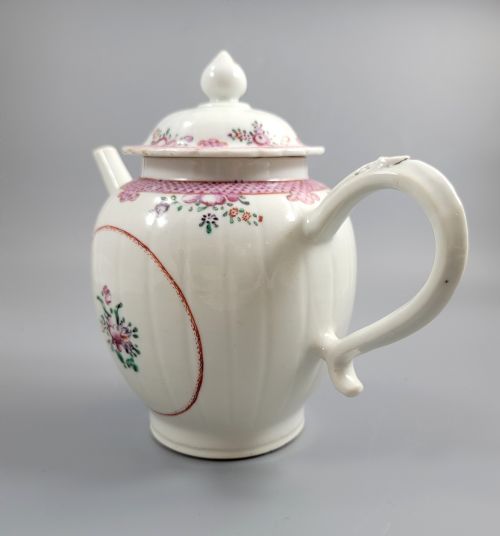 fig 1. Antique English New Hall Porcelain Teapot, Unique Form, c.1785–1795