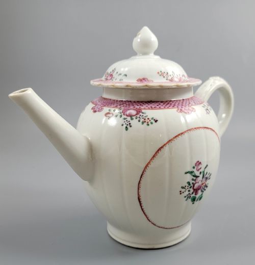 fig 4. Antique English New Hall Porcelain Teapot, Unique Form, c.1785–1795