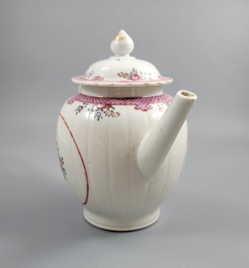 fig 5. Antique English New Hall Porcelain Teapot, Unique Form, c.1785–1795