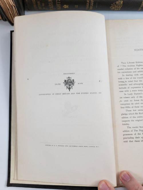 fig 7. Burton “Arabian Nights” 1897 H.S. Nichols Library Edition 12 vols Illustrated