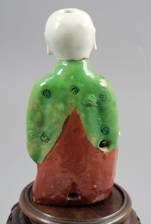 CHINESE LAUGHING BOY FAMILLE ROSE EARTHENWARE INCENSE HOLDER C1880 - ADDITIONAL PHOTO 3