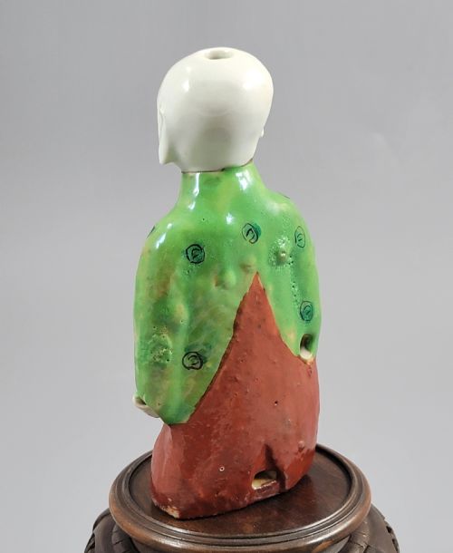 CHINESE LAUGHING BOY FAMILLE ROSE EARTHENWARE INCENSE HOLDER C1880 - ADDITIONAL PHOTO 4