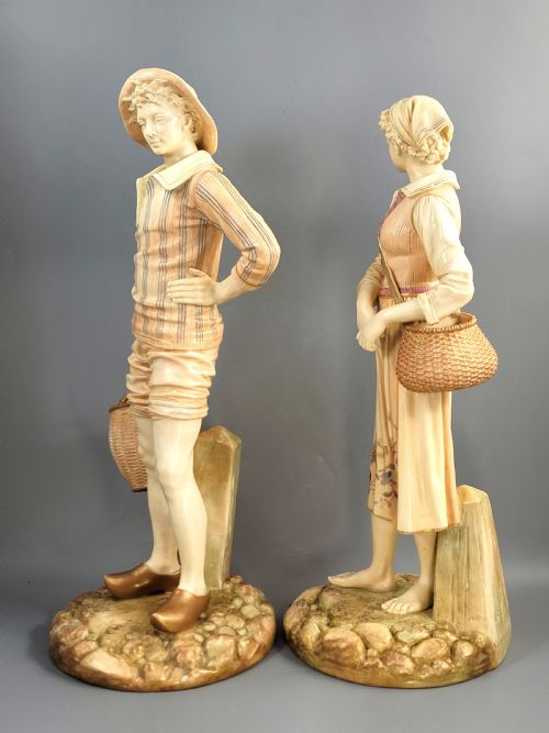 fig 1. Royal Worcester Pair of Figures “Fisherman and Fisherwoman”, James Hadley, 1892–1893