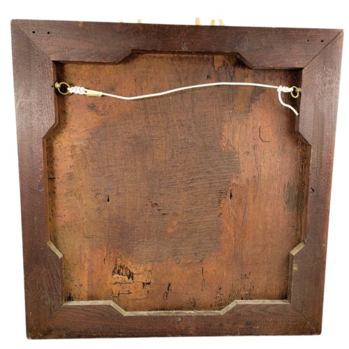 fig 2. A square French Louis XIII carved walnut panel featuring a relief sculpture of the Baptism of Christ framed by architectural scrollwork.