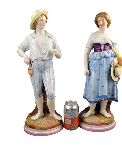 C G SCHIERHOLZ HARDPASTE PORCELAIN PAIR OF HARVESTERS PLAUE GERMANY C 1865 LARGE 50 CM FIGURES - ADDITIONAL PHOTO 10