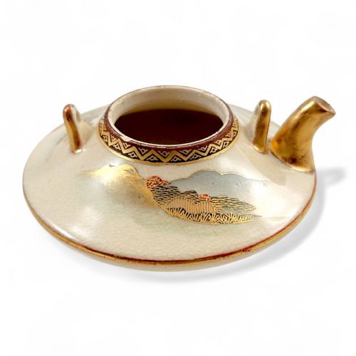 fig 2. Kyoto-Satsuma “Kotobuki-do” koro (incense burner), late Meiji to early Taisho, c. 1890–1910