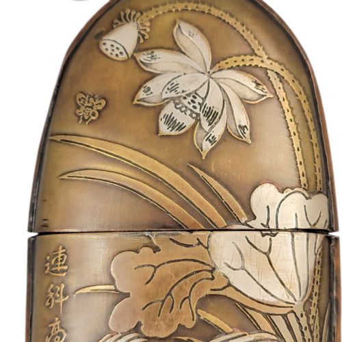 MEIJI MIXEDMETAL TOBACCO CASE TONKOTSU SIGNED RENSAI KOCHU C 18801910 - ADDITIONAL PHOTO 10