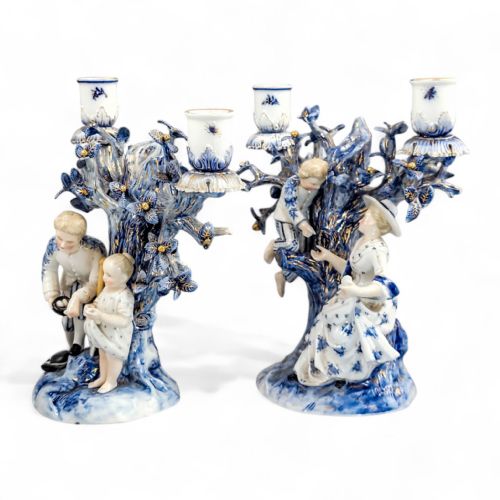 fig 2. Ernst Bohne & Söhne, Rudolstadt – Pair of Blue & White Figural Candelabra, c. 1878