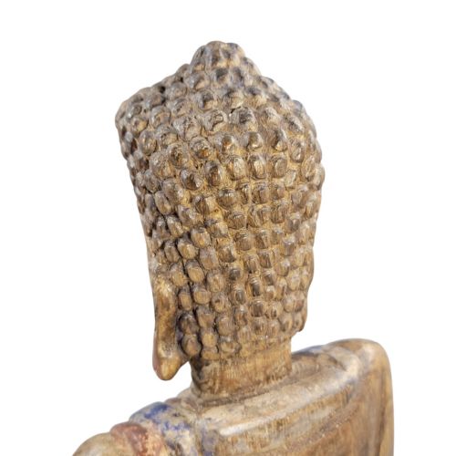 19THC CHINESE POLYCHROME WOOD BUDDHA HIGH RELIEF CARVING RITUAL FIGURE - ADDITIONAL PHOTO 13
