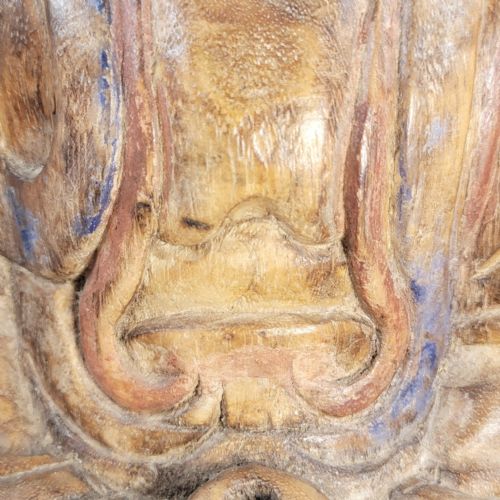 19THC CHINESE POLYCHROME WOOD BUDDHA HIGH RELIEF CARVING RITUAL FIGURE - ADDITIONAL PHOTO 18