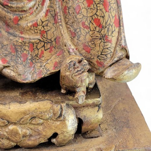 EARLY CHINESE TEMPLE FIGURE OF A CIVIL OFFICIAL GILT POLYCHROME WOOD SOUTH CHINA C1650 LATE MING EARLY QING - ADDITIONAL PHOTO 9