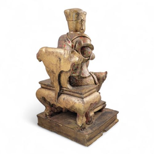 EARLY CHINESE TEMPLE FIGURE OF A CIVIL OFFICIAL GILT POLYCHROME WOOD SOUTH CHINA C1650 LATE MING EARLY QING - ADDITIONAL PHOTO 22