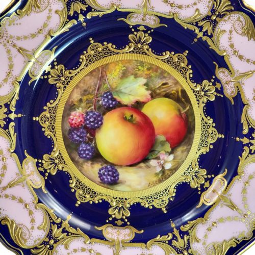 fig 1. Royal Worcester Fruit Plate by R. Sebright for Maple & Co., 1921 (Apples & Blackberries)