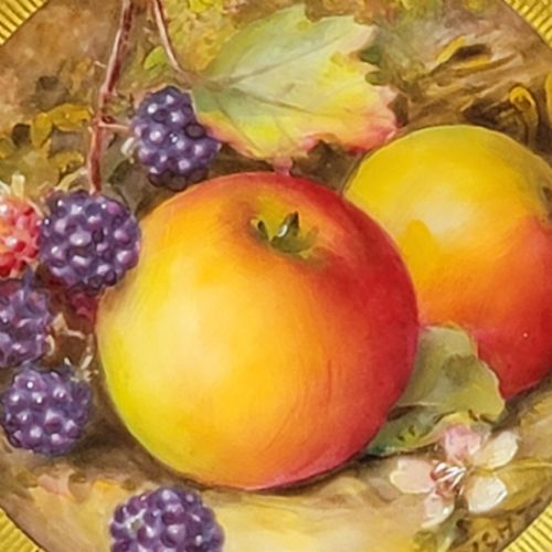 fig 2. Royal Worcester Fruit Plate by R. Sebright for Maple & Co., 1921 (Apples & Blackberries)