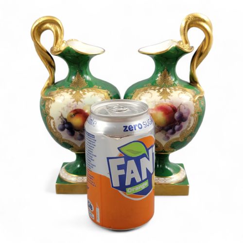 fig 1. Pair of Royal Worcester “Fallen Fruits” Ewers by R. Seabright, 1908