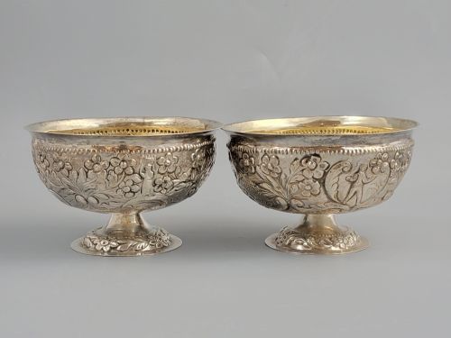 fig 2. Pair of Burmese high-grade silver bowls, Mandalay, c.1900