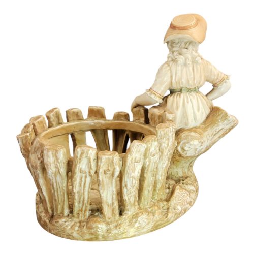 ROYAL WORCESTER PORCELAIN JARDINIRE OF A GIRL AT RUSTIC FENCE JAMES HADLEY 1888 - ADDITIONAL PHOTO 4