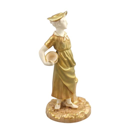 fig 3. Royal Worcester Gilt Porcelain Girl with Bowl, Hadley Model 1774, 1954