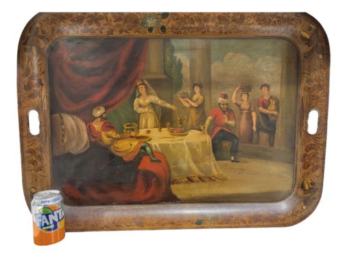 A MASTERPIECE OF VICTORIAN TOLEWARE ESTHER ACCUSING HAMAN ATTRIBUTED TO H MEESON - ADDITIONAL PHOTO 3