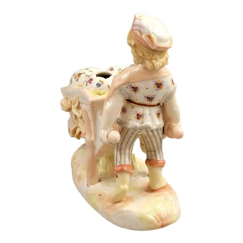 KRISTER KPM WALDENBURG PORCELAIN BOY WITH WHEELBARROW POSY HOLDER C 1910 - ADDITIONAL PHOTO 3