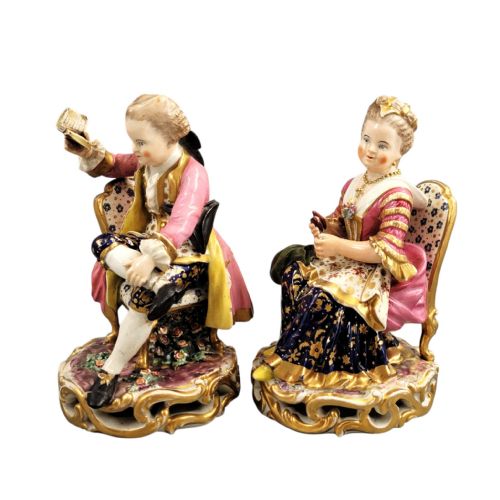 fig 1. Derby Pair of Porcelain Figures “Boy Reading a Book and Girl Tatting”, c. 1785