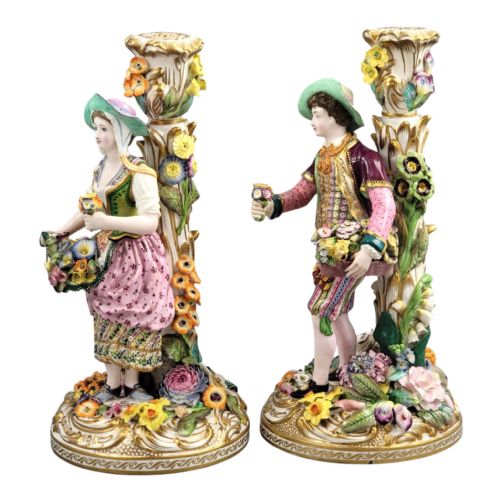 fig 1. Pair of Early Minton Porcelain Figural Candlesticks, Pattern No.192, c.1835–1836