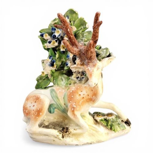 Derby porcelain recumbent stag figure Patch Period c.1760