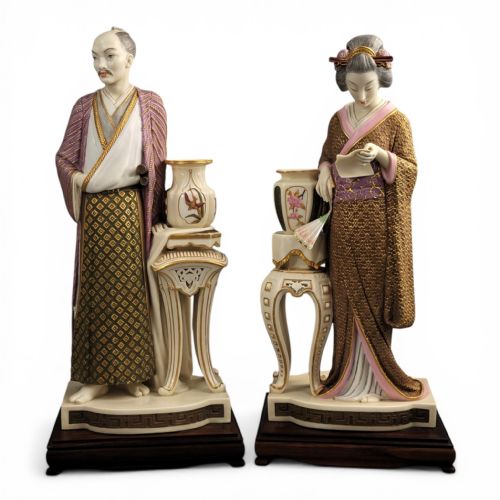 Royal Worcester Pair of Japanese Figures by Hadley C.1870