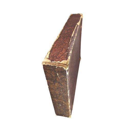 fig 2. The spine of an antique hardcover book featuring intricate gilt floral patterns and lettered text reading The Story of Leon Baksts Life by Andre Levinson.