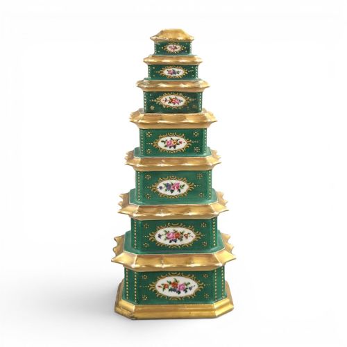 JACOB PETIT PARIS PORCELAIN PAGODA PERFUME BOTTLE WITH ORIGINAL STOPPER C18351845