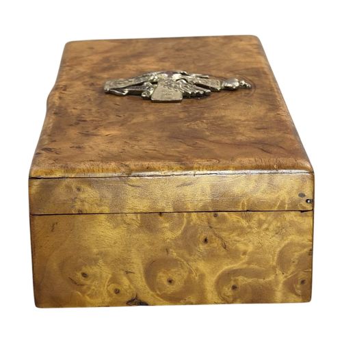1914 RUSSIAN KARELIAN BIRCH OFFICERS BOX WITH SILVER ENAMEL REGIMENTAL BADGE - ADDITIONAL PHOTO 5