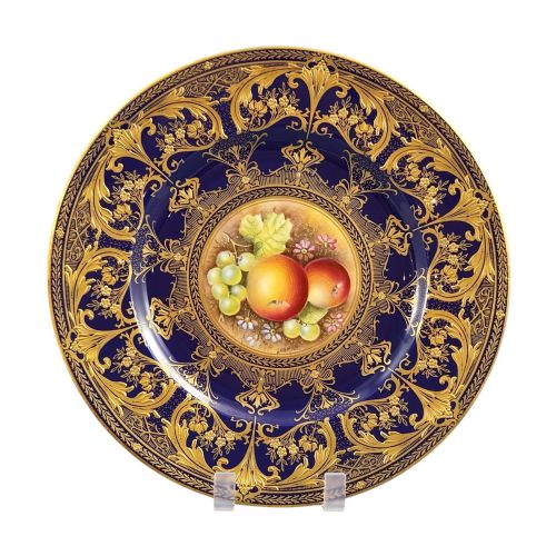 ROYAL WORCESTER PAINTED FRUIT CABINET PLATE BY BRIAN LEAMAN C1970S - ADDITIONAL PHOTO 1