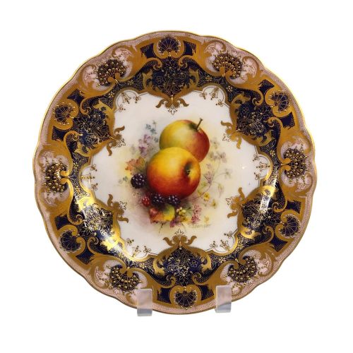 ROYAL WORCESTER RICHARD SEBRIGHT PAINTED FRUIT CABINET PLATE 1937 - ADDITIONAL PHOTO 1
