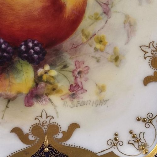 ROYAL WORCESTER RICHARD SEBRIGHT PAINTED FRUIT CABINET PLATE 1937 - ADDITIONAL PHOTO 3