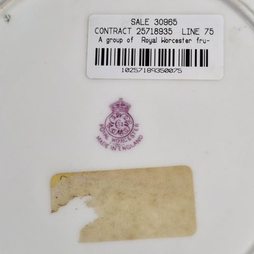 ROYAL WORCESTER RICHARD SEBRIGHT PAINTED FRUIT CABINET PLATE 1937 - ADDITIONAL PHOTO 6