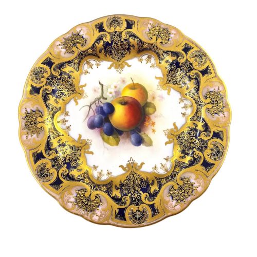 ROYAL WORCESTER ALBERT SHUCK SIGNED PAINTED FRUIT CABINET PLATE 1918 - ADDITIONAL PHOTO 8
