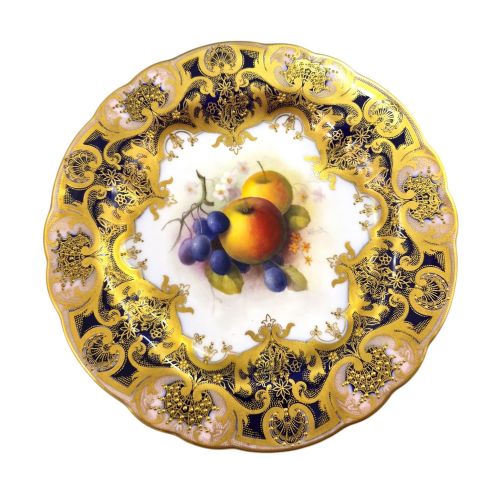 ROYAL WORCESTER ALBERT SHUCK SIGNED PAINTED FRUIT CABINET PLATE 1918 - ADDITIONAL PHOTO 9