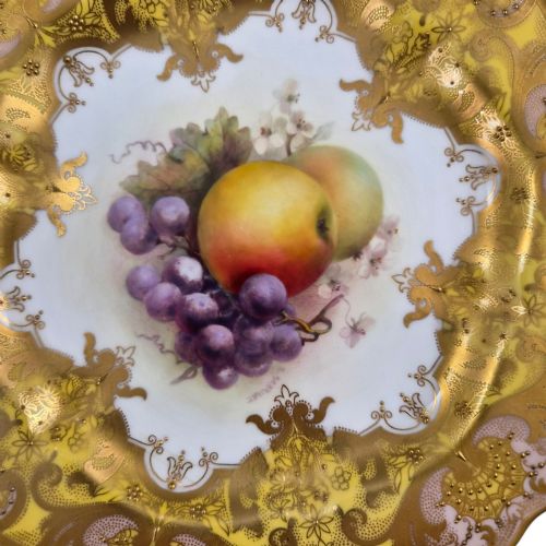 ROYAL WORCESTER RICHARD SEBRIGHT SIGNED PAINTED FRUIT CABINET PLATE 1911 - ADDITIONAL PHOTO 2
