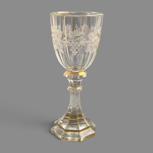 Moser Bohemian Engraved Crystal Römer Goblet with Gilding, C.1860-1875