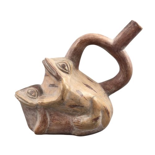 Pre-columbian Moche Terracotta Vessel Mating Frogs Over 2000 Years Old