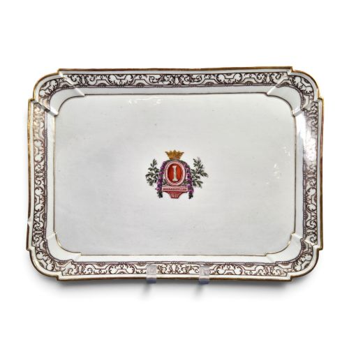 Ludwigsburg Porcelain Royal Serving Tray with Crowned Monogram, C.1765–1785