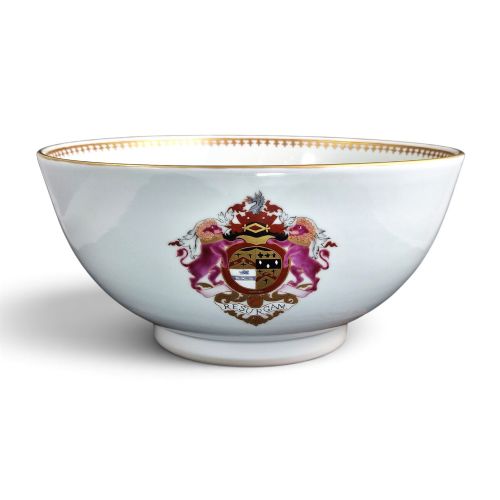 Large Chinese Export Armorial Porcelain Punch Bowl, Late 18th Century