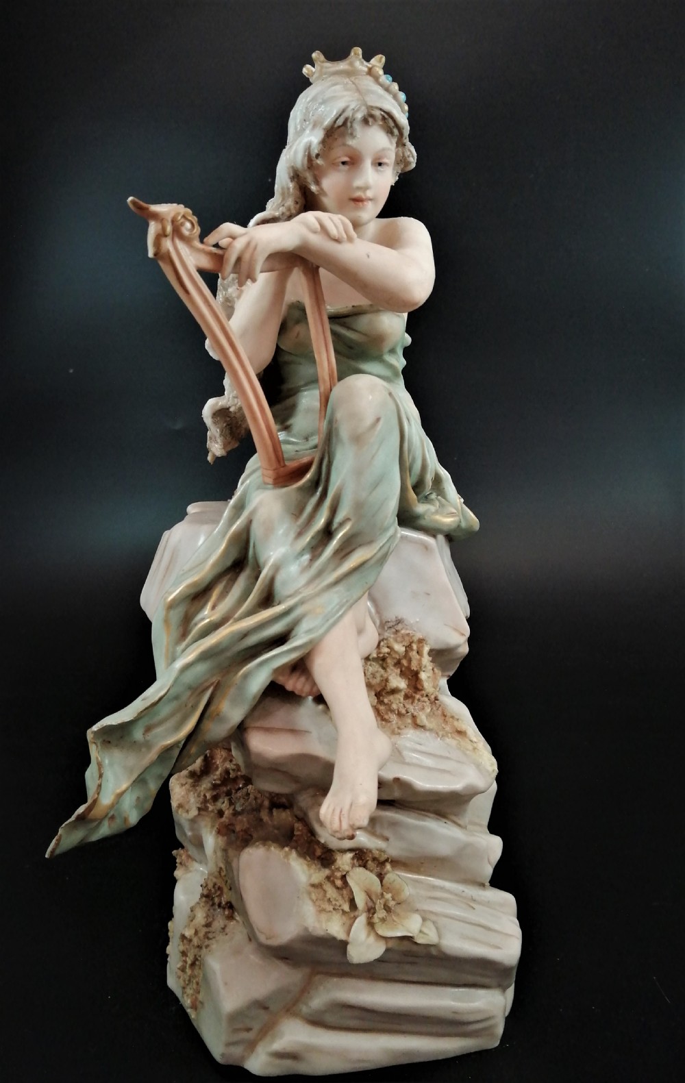 Very rare porcelain sculpture of Lorelei (Loreley), Royal Dux, early 20th century