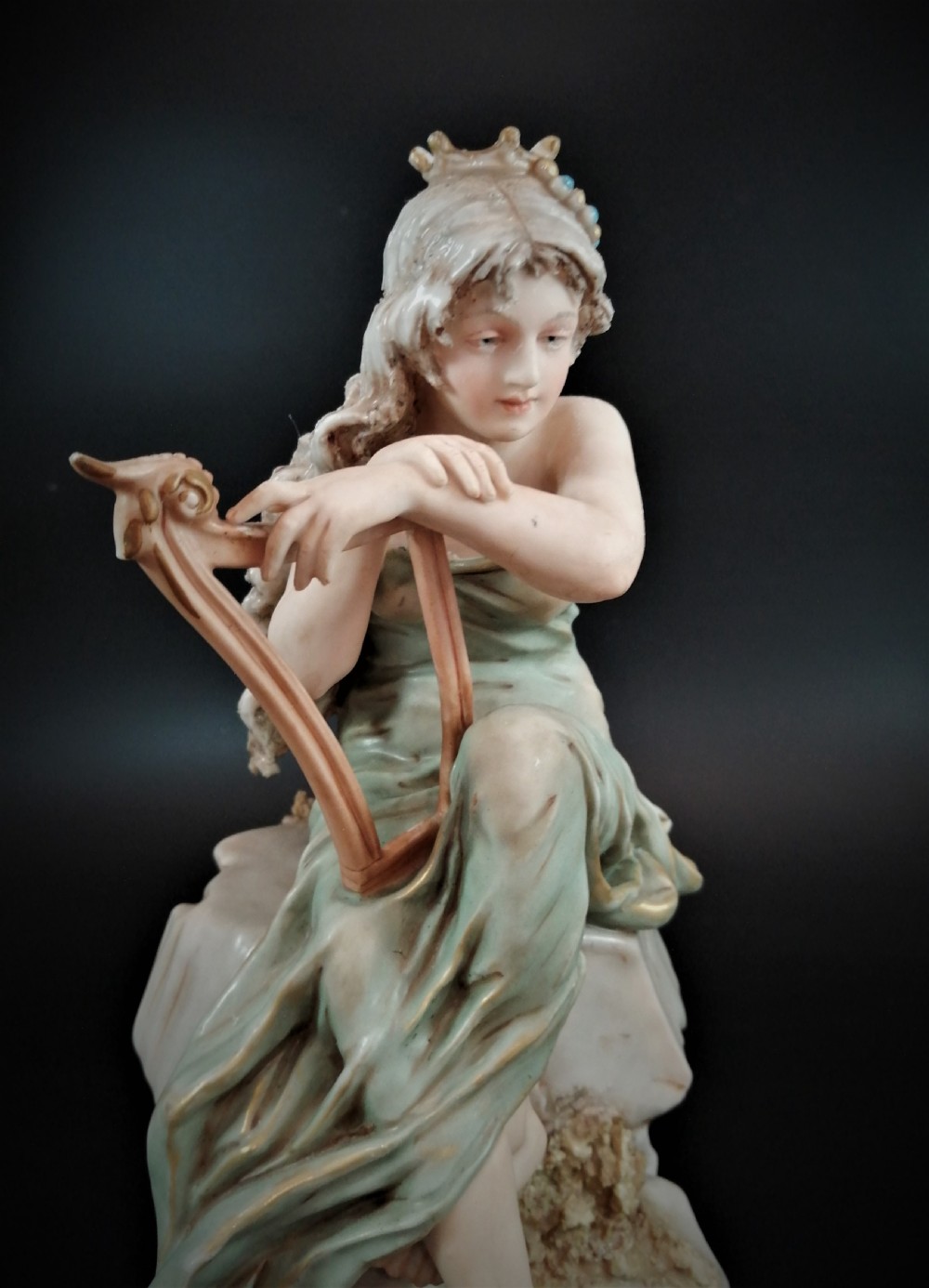 Very rare porcelain sculpture of Lorelei (Loreley), Royal Dux, early 20th century View IX