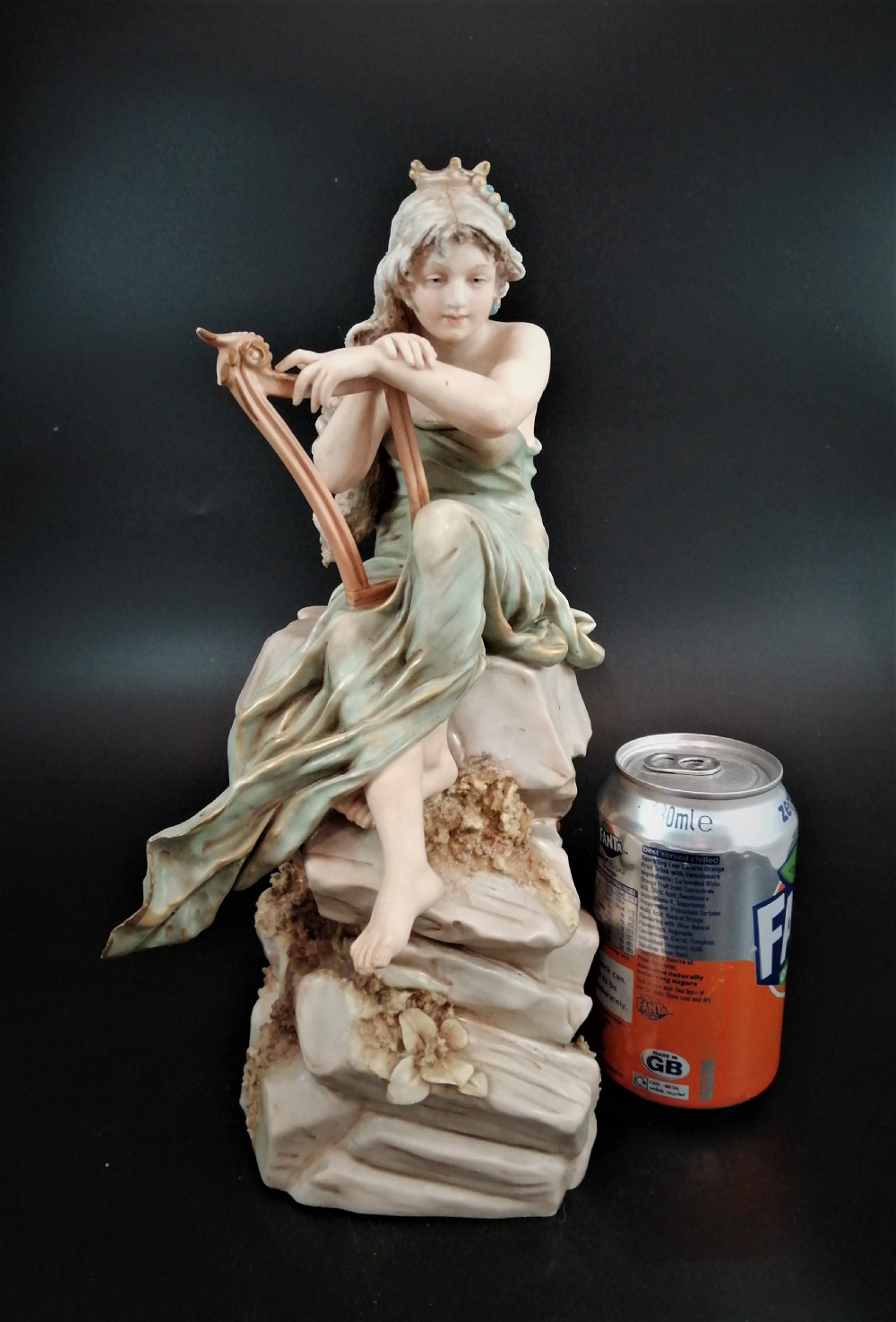 Very rare porcelain sculpture of Lorelei (Loreley), Royal Dux, early 20th century View XIII