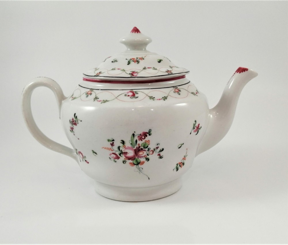 A hard paste porcelain New Hall teapot of oval shape,c.1800 View IV